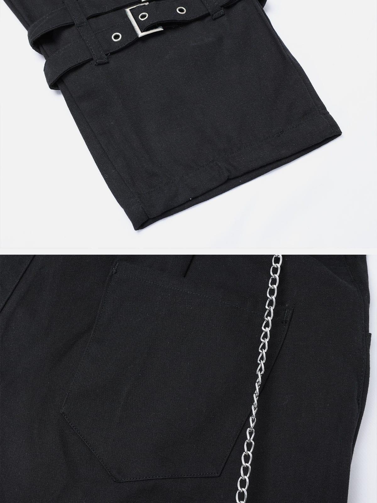 Punk Metal Buckle Chain Pants