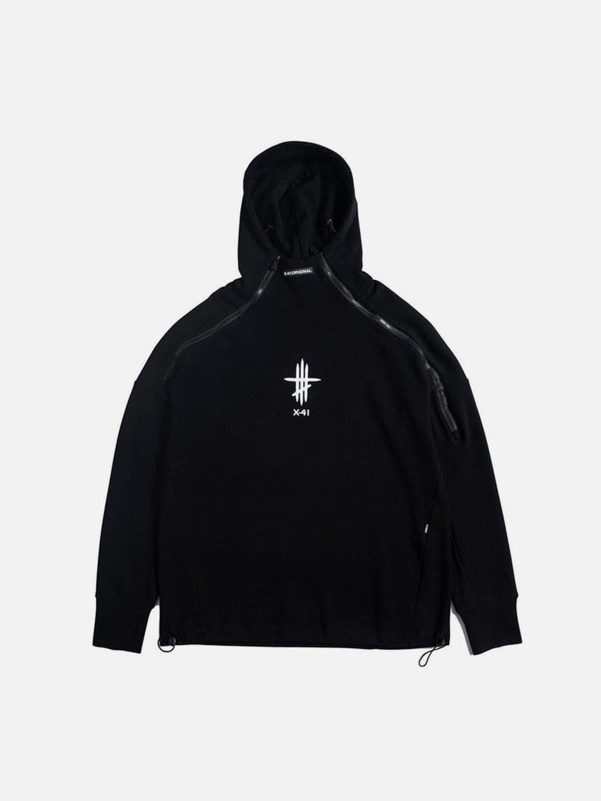 Functional Double Zipper Turtleneck Hoodies