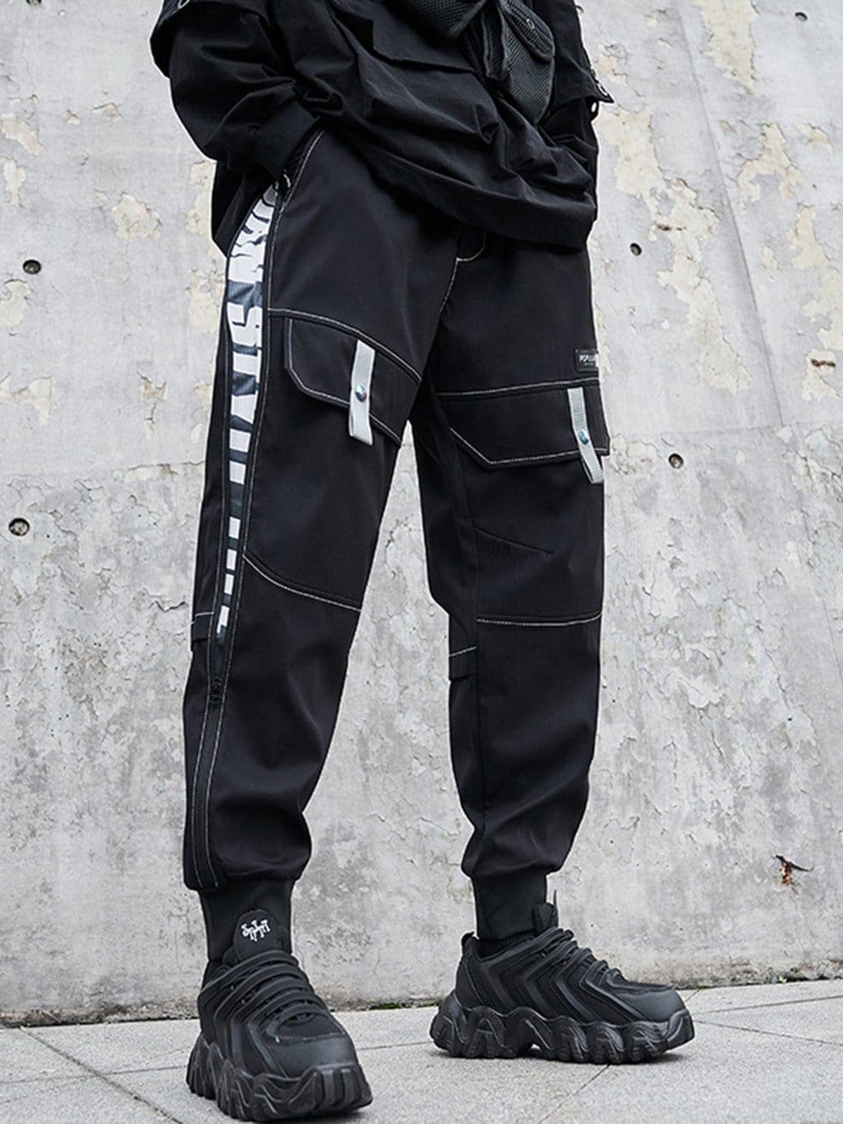 Techwear Side Zipper Print Cargo Pants