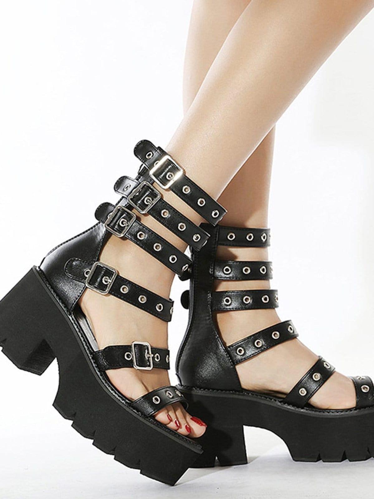 Punk Roman Rivet Hole Platform Sandals