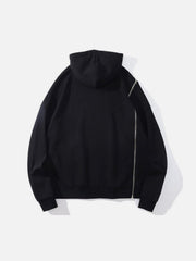 Side Zipper Embroidered Alphabet Tassels Oversized Hoodie