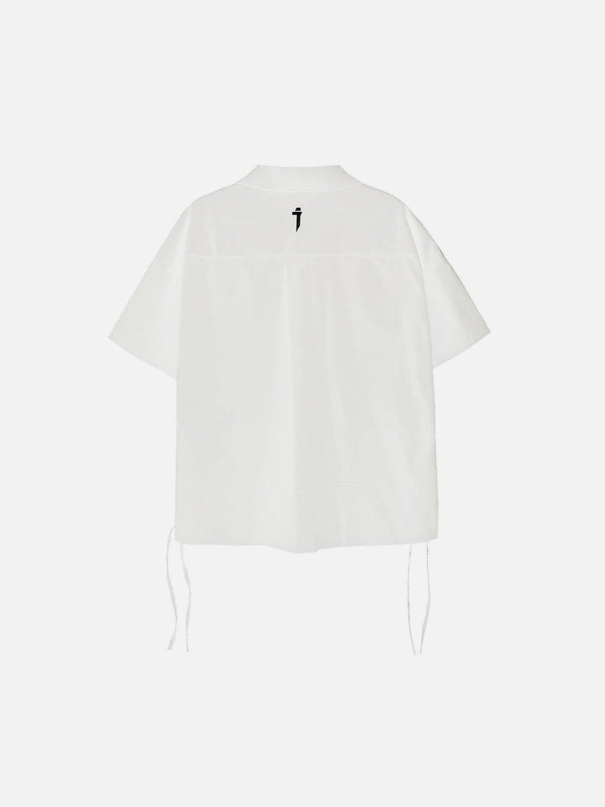 Big Pocket Ribbon Function Short Sleeve Shirt