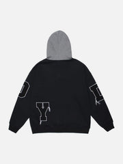 Fake Two Tassel Embroidery Letters Print Hoodie