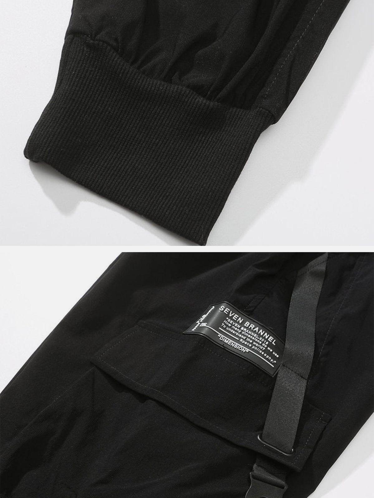 Combat Ribbons Buckle Pockets Cargo Pants