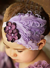 1pcs Baby Hair Band Feather Flower Hair Bow Head