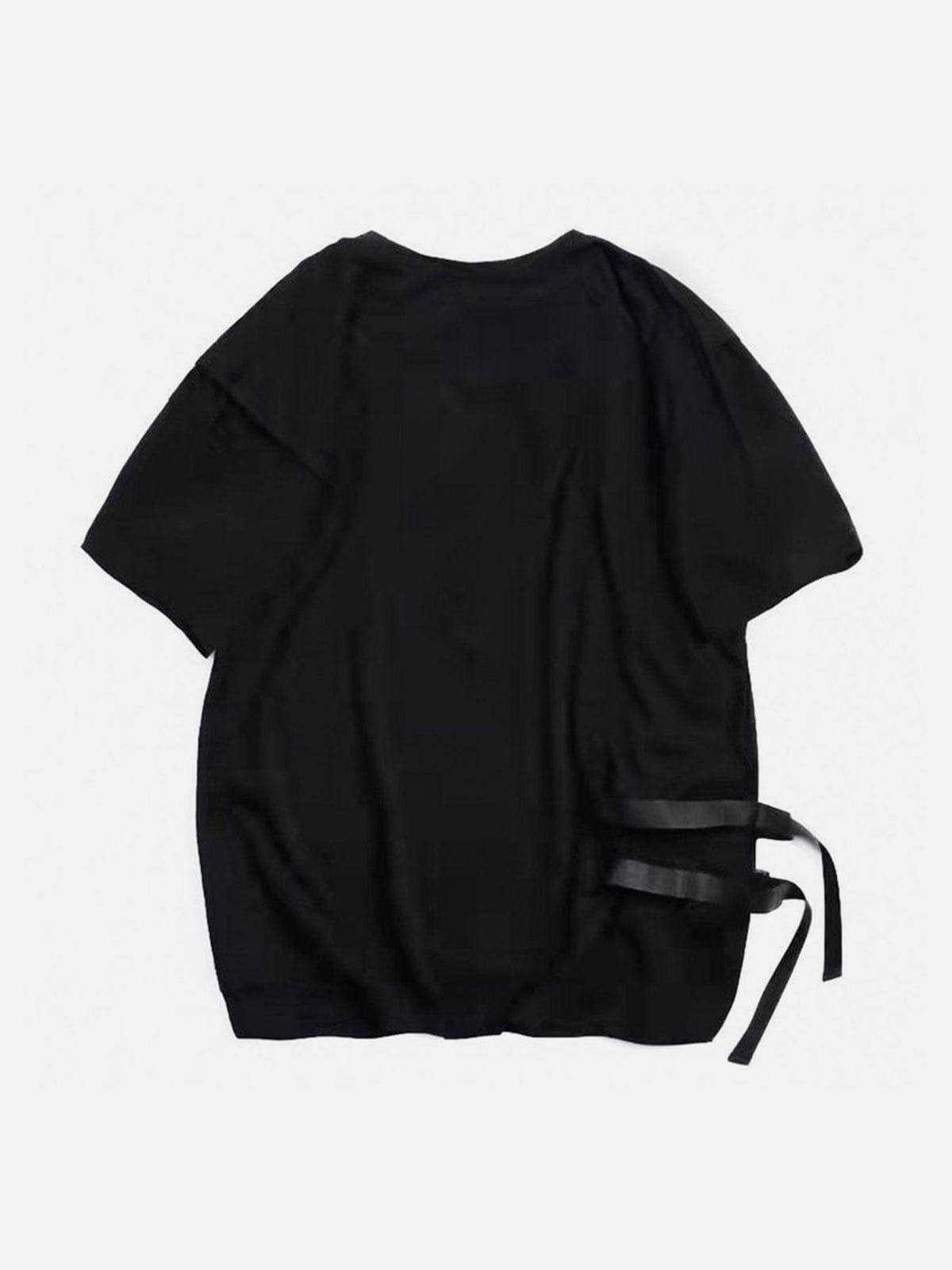 Splicing Single Side Buckle Tee