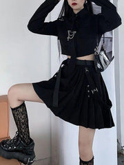 Dark Gothic Exposed Waist Skirt Suit