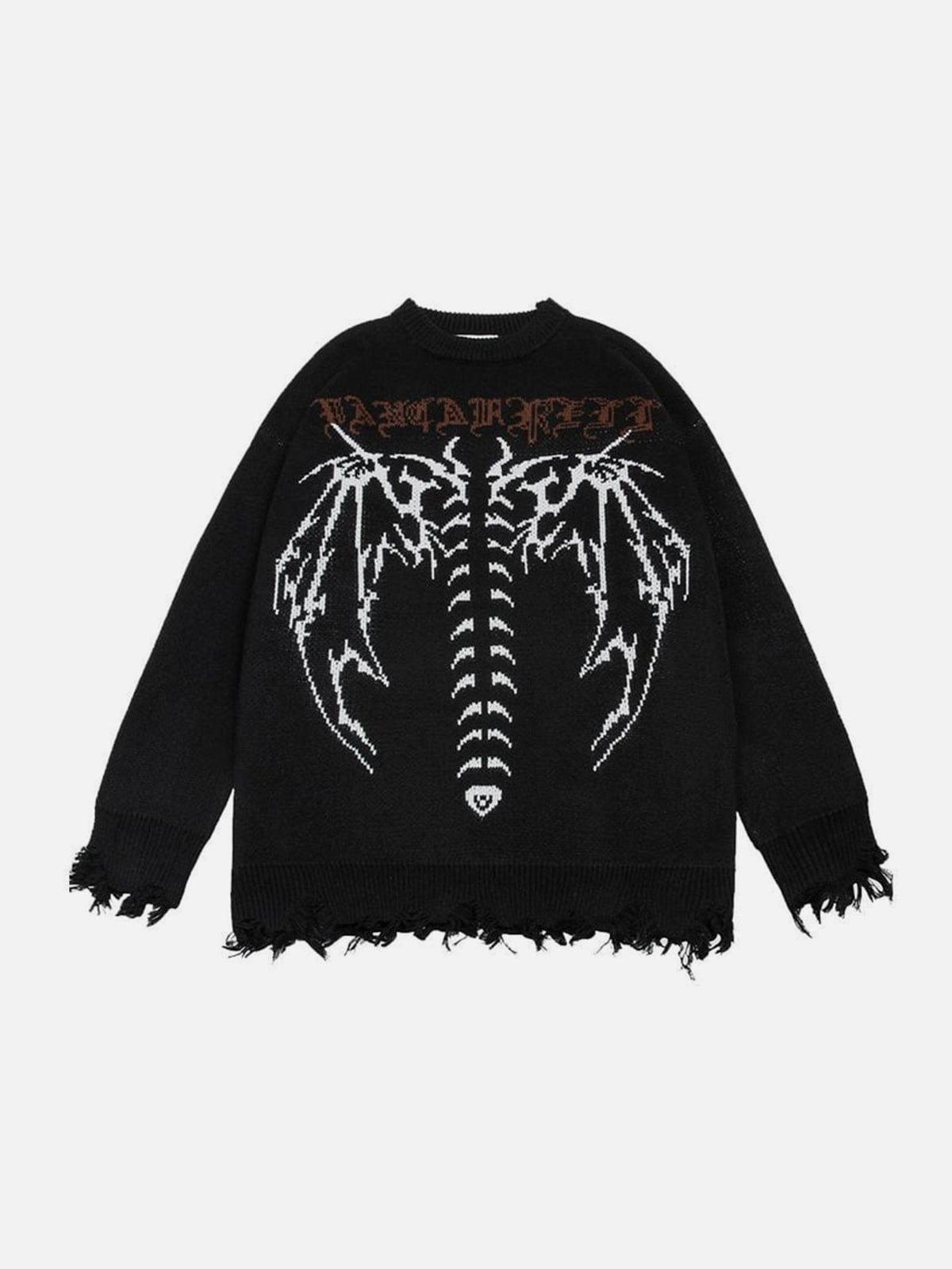 Fantasy Demon Print Oversized Sweater