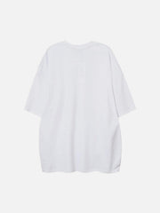 Contrasting Color Stitching Buckle Streamer Tee