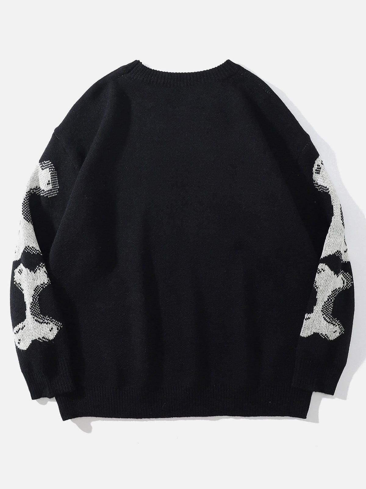 Skeleton Print Knit Sweater