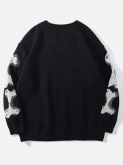 Skeleton Print Knit Sweater