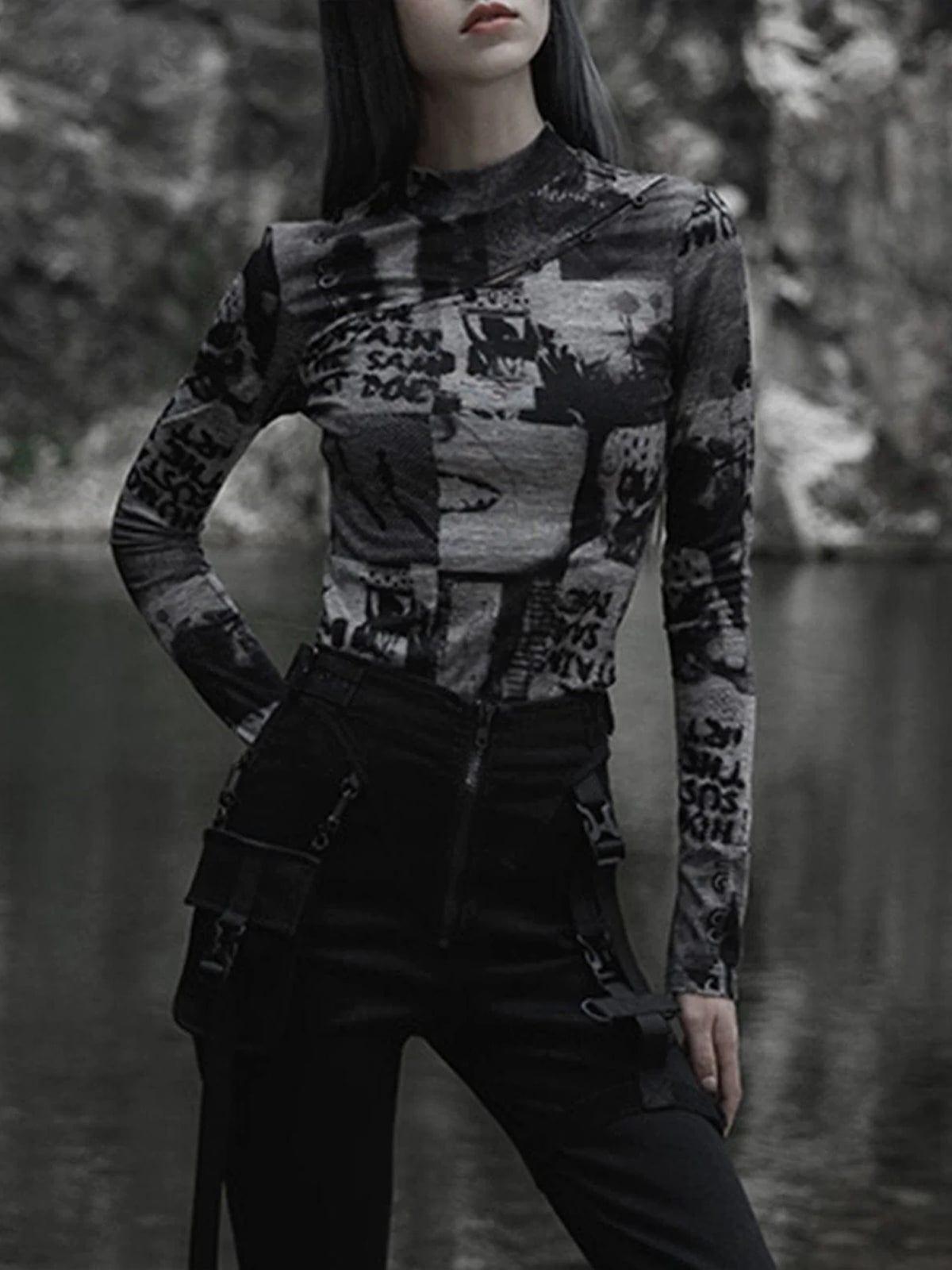 Half Turtleneck Button Long Sleeve T Shirt