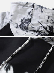 Ink Tie-dye Stitching Oversized Washed Hoodie