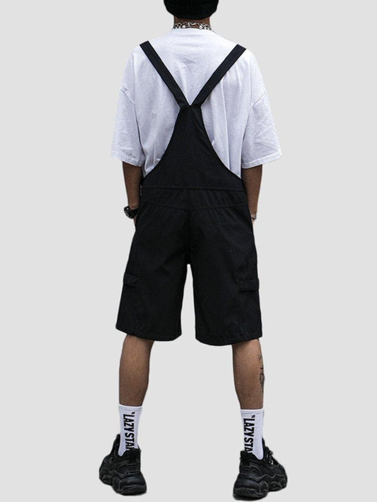 Functional Dark Solid Color Cotton overalls