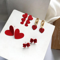 Red Love Bow Earrings