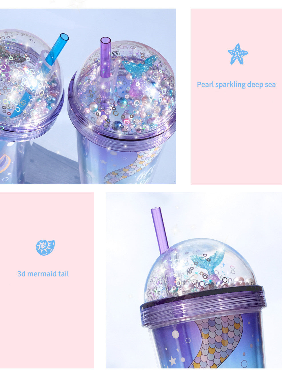 Fantasy Deep Sea Mermaid Straw Cup