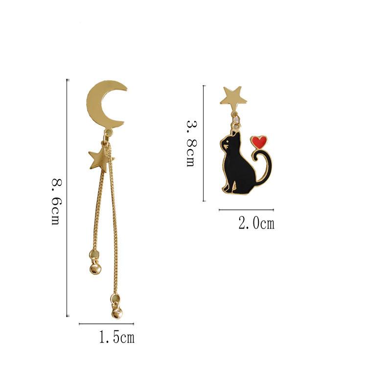 Cute Cat Star Moon Earrings