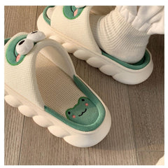 Cute Frog Cotton Linen Slippers