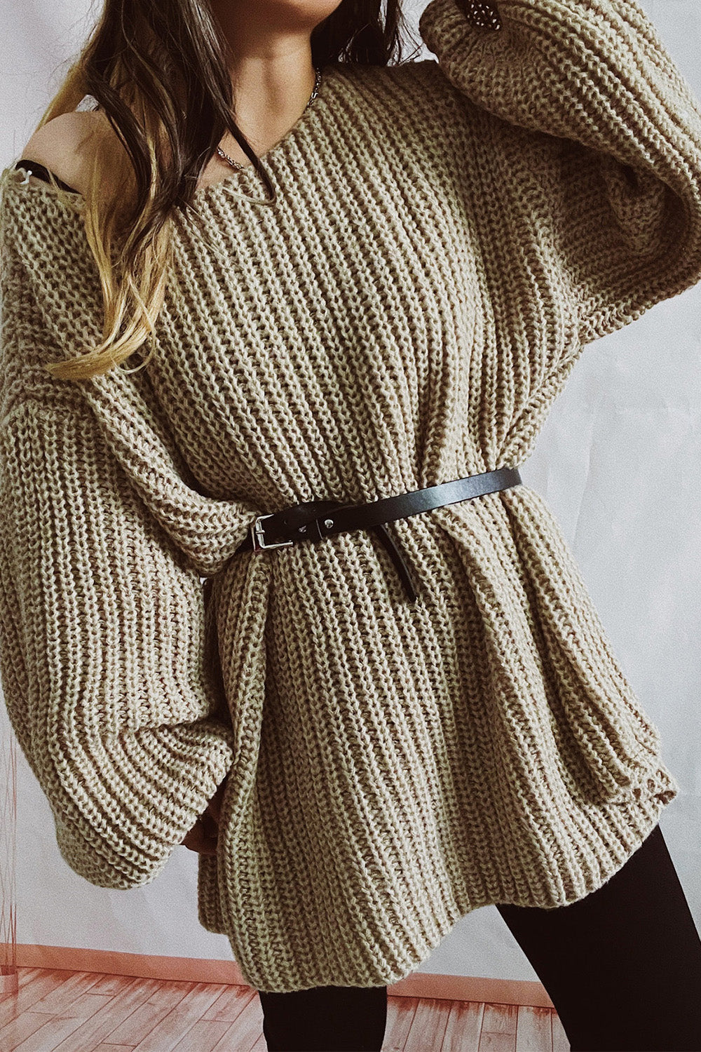 Dropped Shoulder Mini Sweater Dress