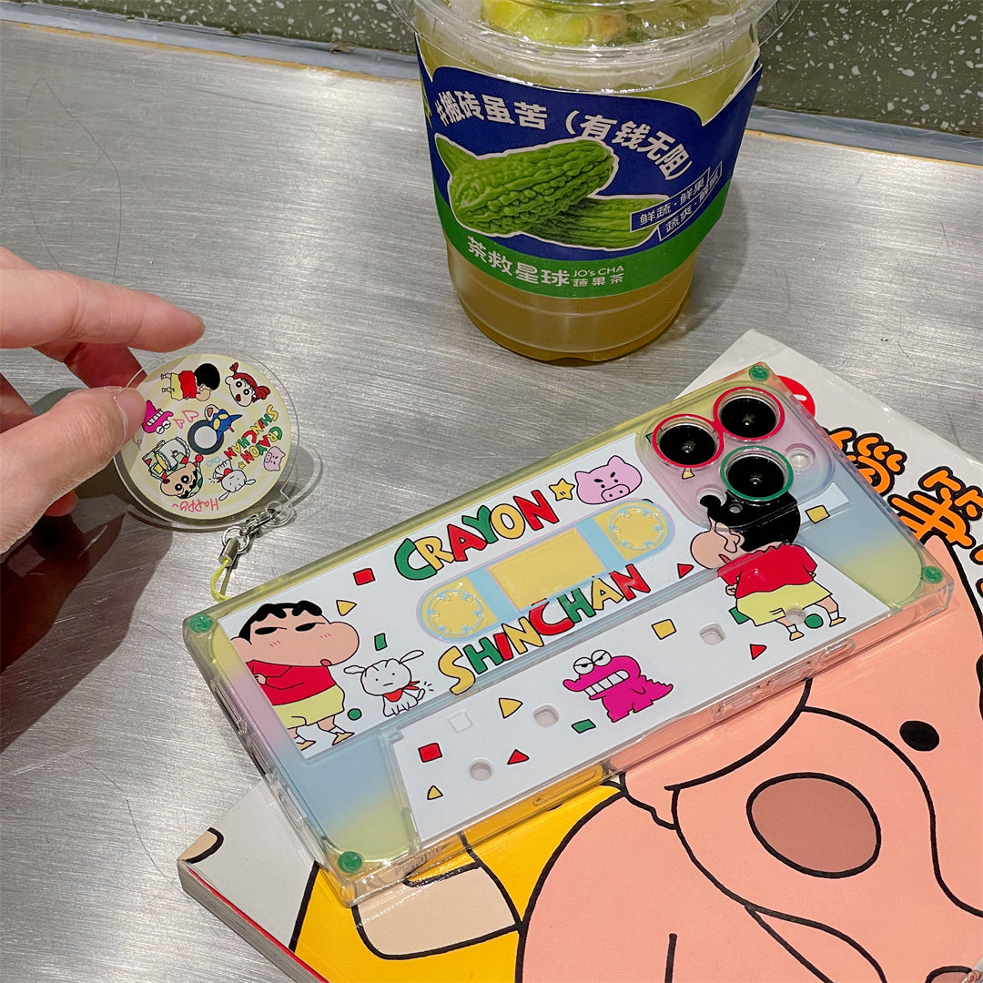 Kawaii Cartoon Magnetic Tape Holder Phone Case