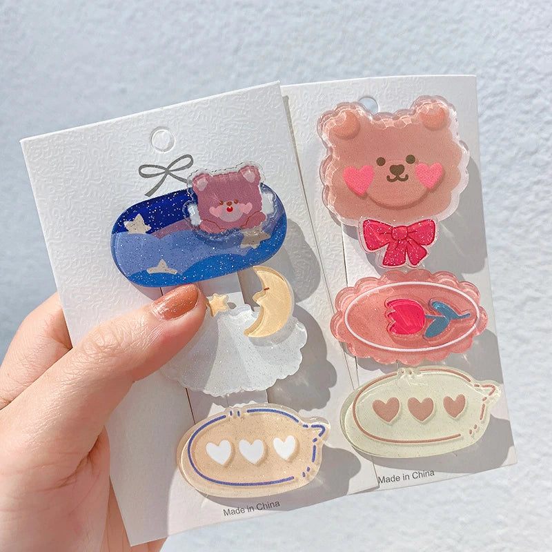 Three Cartoon Bear Hair Clips