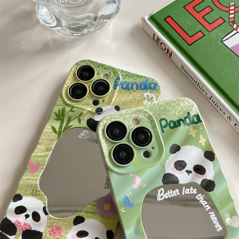 Mirror Green Panda Flowers Phone Case