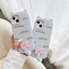 3D Cartoon Bowknot Cat Cute Phone Cases For iPhone 15 14 Plus 13 12 11 Pro Max