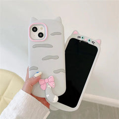 3D Cartoon Bowknot Cat Cute Phone Cases For iPhone 15 14 Plus 13 12 11 Pro Max