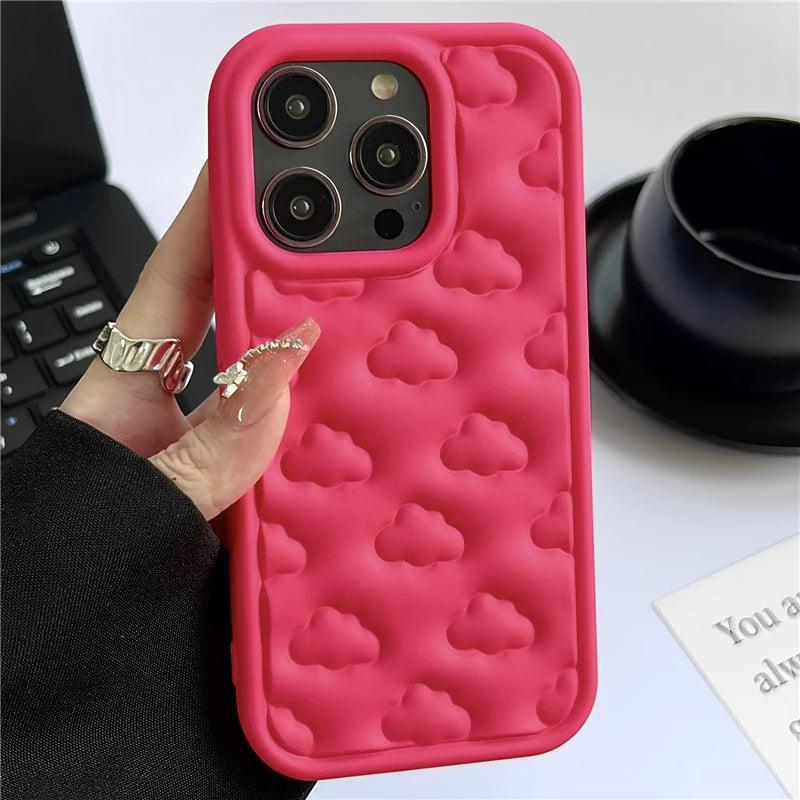 3D Clouds Cute Soft Cover Phone Case for iPhone 15 Pro Max, 11-14 Pro Max