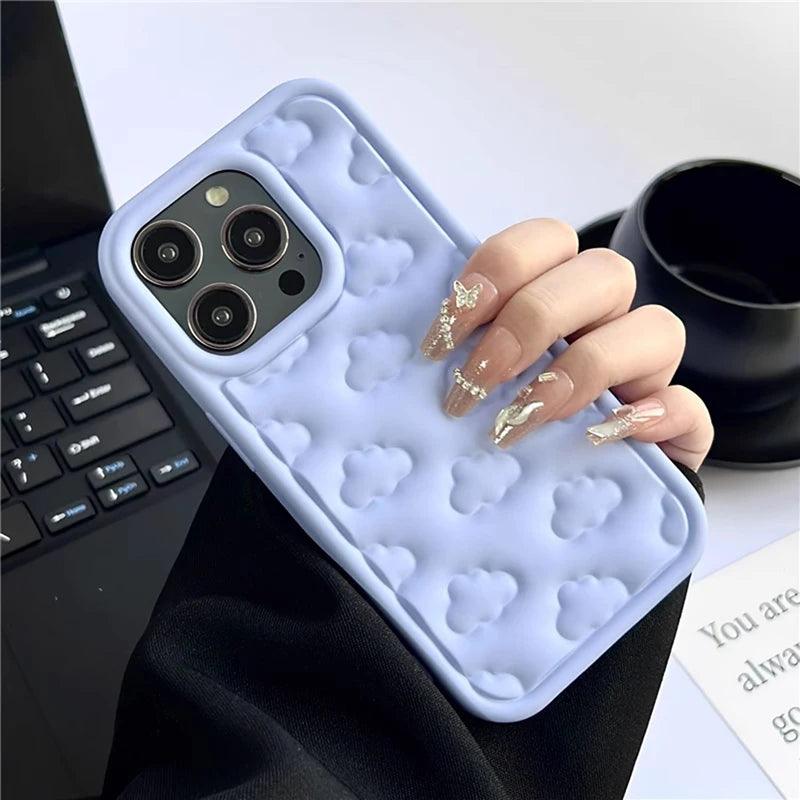 3D Clouds Cute Soft Cover Phone Case for iPhone 15 Pro Max, 11-14 Pro Max