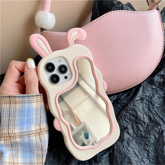 3D Cute Rabbit Ear Mirror Phone Cases For iPhone 15 14 13 11 12 Pro Max XS XR X 7 8 Plus Cartoon Shockproof Cover