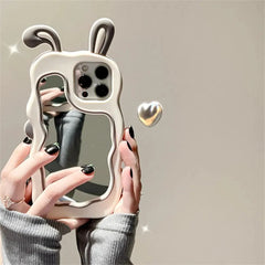 3D Cute Rabbit Ear Mirror Phone Cases For iPhone 15 14 13 11 12 Pro Max XS XR X 7 8 Plus Cartoon Shockproof Cover