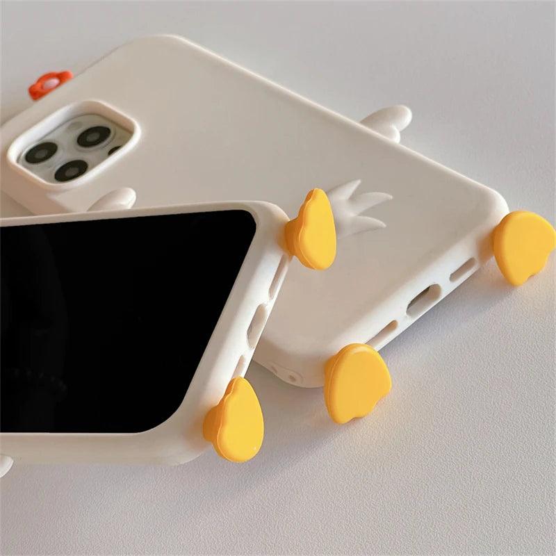 3D Flower Duck Cute Phone Cases For iPhone 15 14 13 12 11 Pro XS Max X XR 7 8 6S Plus SE