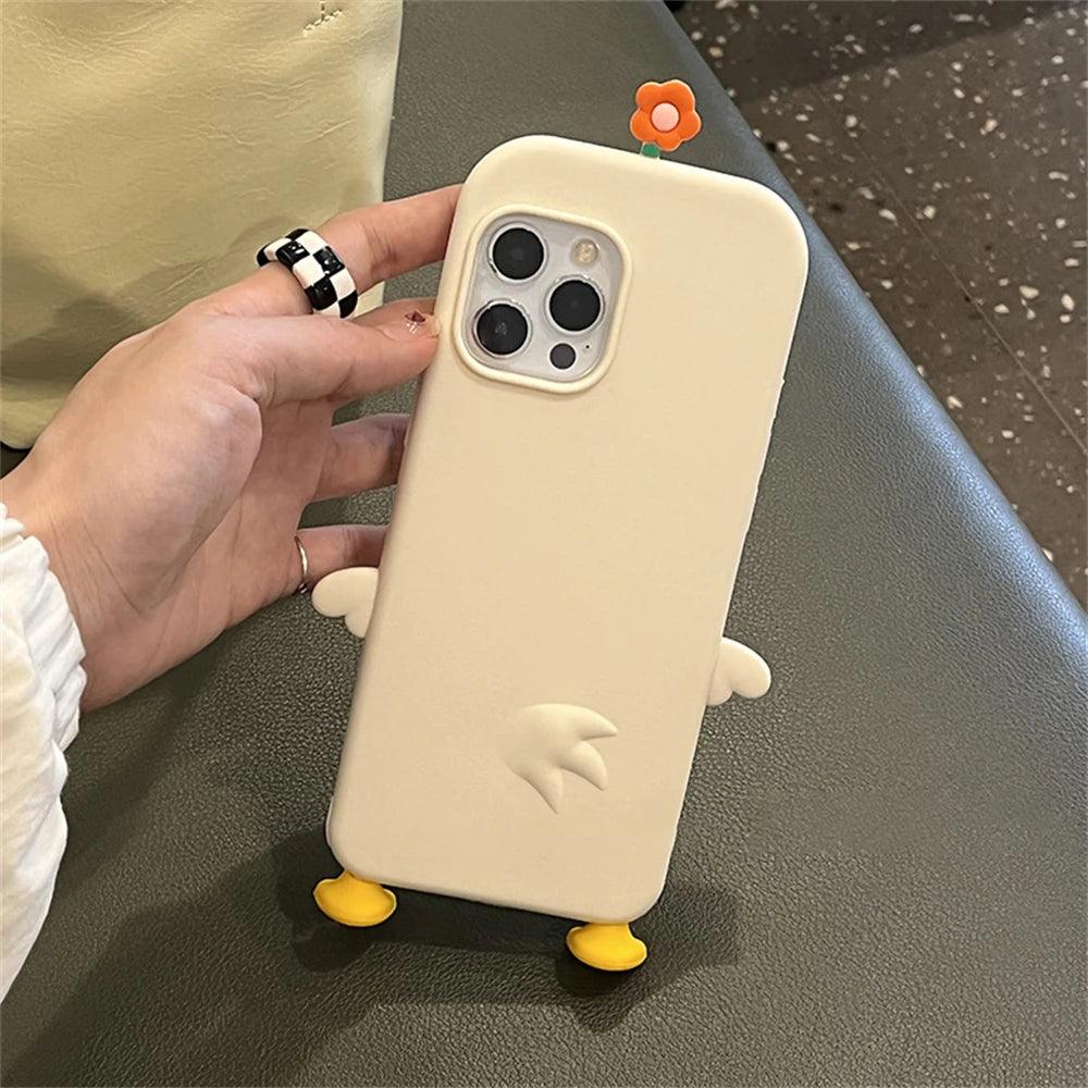 3D Flower Duck Cute Phone Cases For iPhone 15 14 13 12 11 Pro XS Max X XR 7 8 6S Plus SE