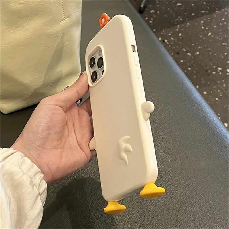 3D Flower Duck Cute Phone Cases For iPhone 15 14 13 12 11 Pro XS Max X XR 7 8 6S Plus SE