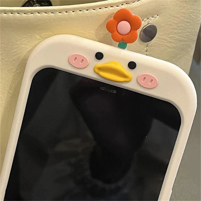 3D Flower Duck Cute Phone Cases For iPhone 15 14 13 12 11 Pro XS Max X XR 7 8 6S Plus SE