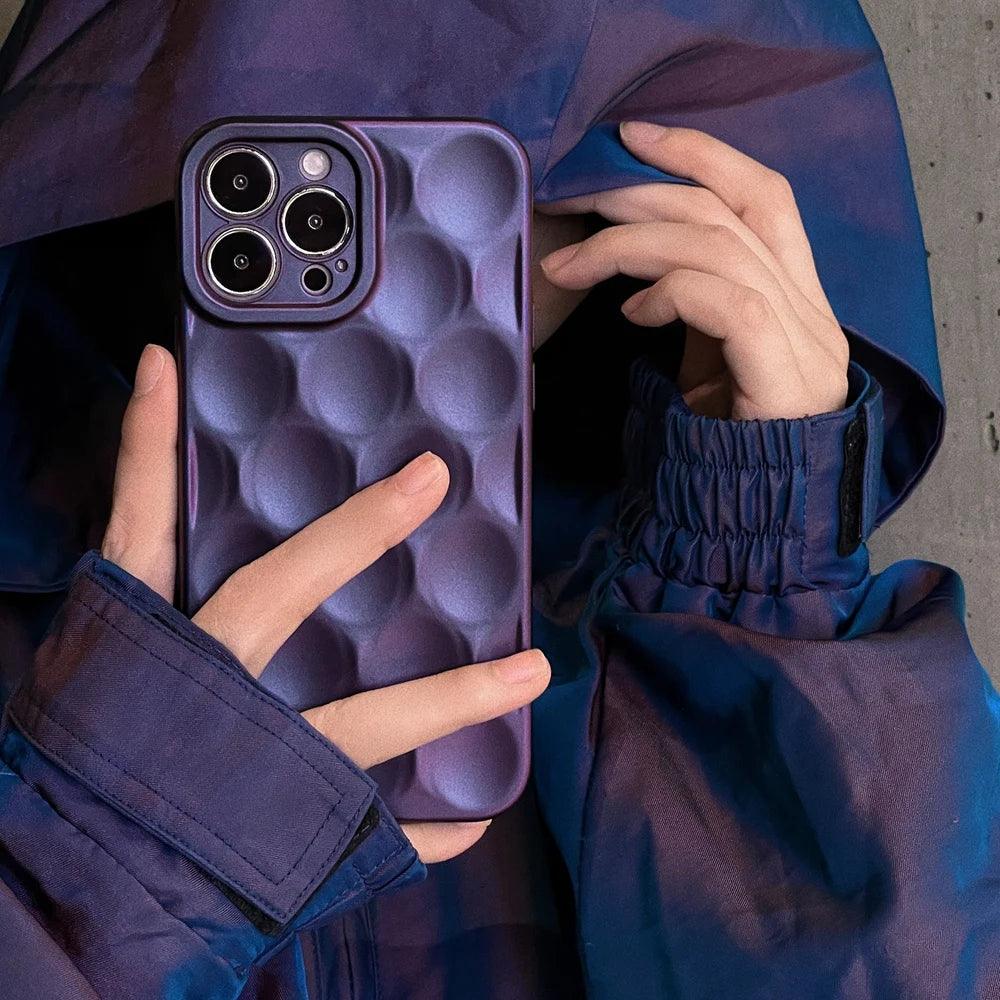 3D Purple Honeycomb Pattern - Cute Phone Cases for iPhone 15, 14, 13, 12, 11, Pro, Max, Mini, X, XS, XR