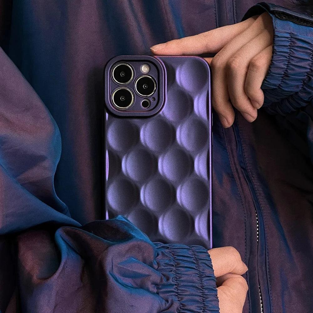 3D Purple Honeycomb Pattern - Cute Phone Cases for iPhone 15, 14, 13, 12, 11, Pro, Max, Mini, X, XS, XR