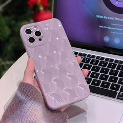 3D Purple Honeycomb Pattern - Cute Phone Cases for iPhone 15, 14, 13, 12, 11, Pro, Max, Mini, X, XS, XR