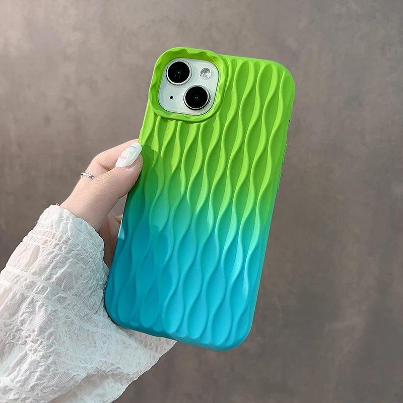 3D Water Ripple Stripe Cute Phone Case For iPhone 15, 14, 13, 12, 11 Pro Max