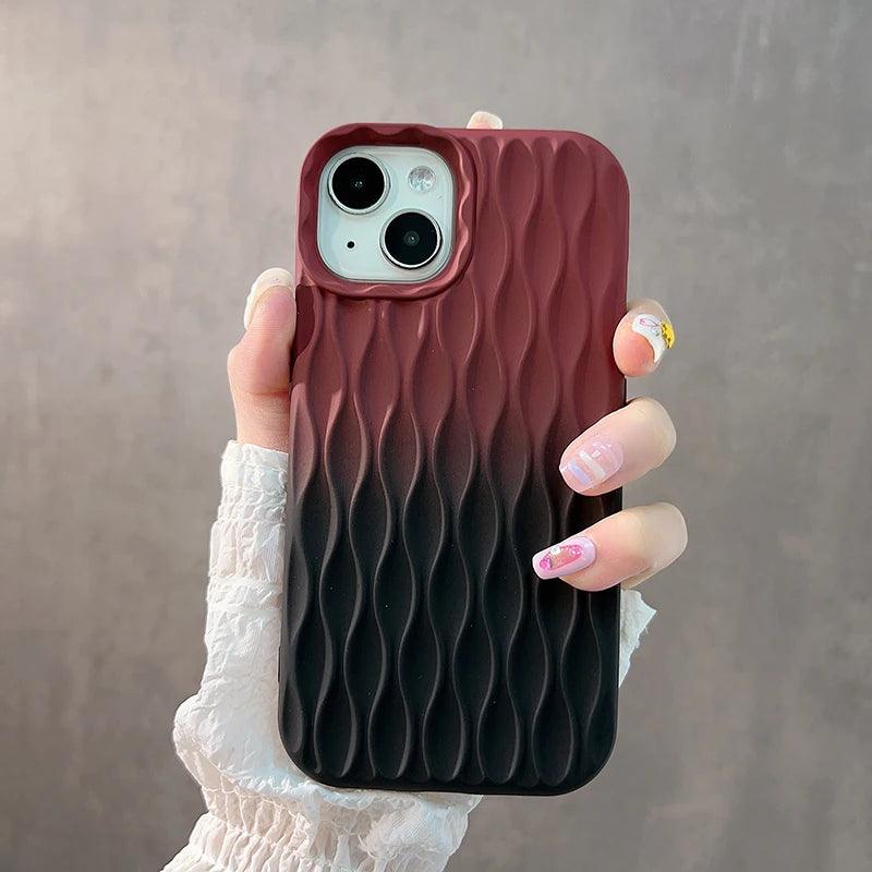 3D Water Ripple Stripe Cute Phone Case For iPhone 15, 14, 13, 12, 11 Pro Max