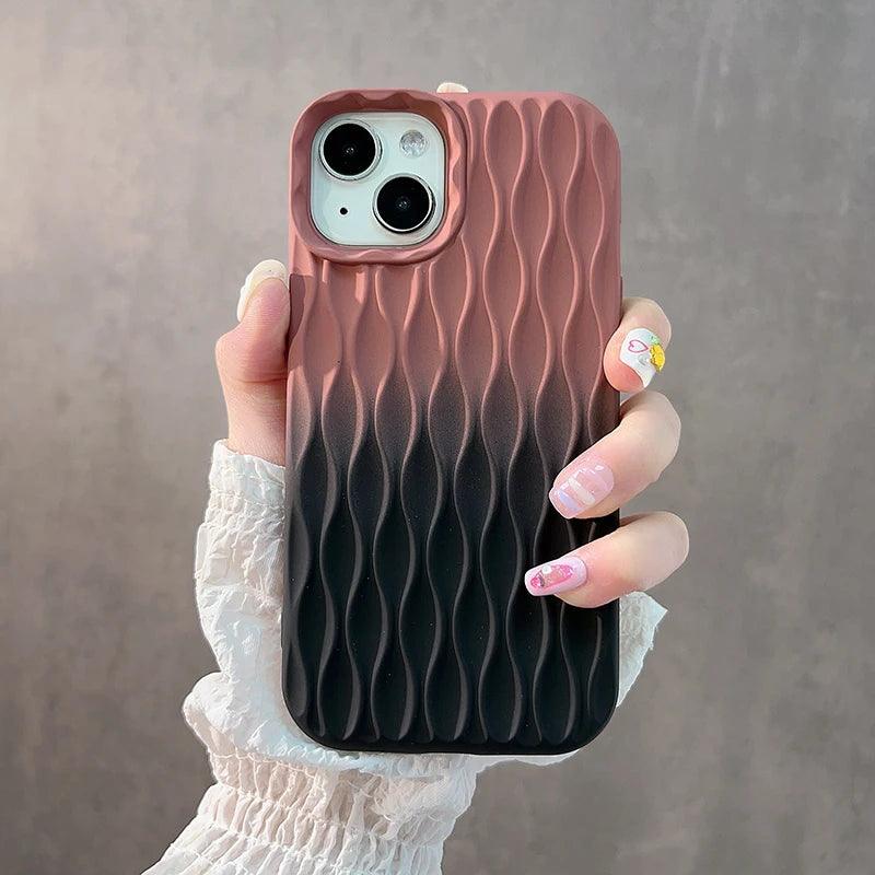 3D Water Ripple Stripe Cute Phone Case For iPhone 15, 14, 13, 12, 11 Pro Max