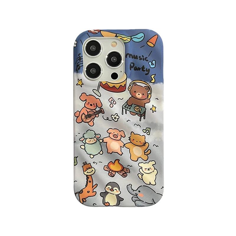 3D Wavy Cartoon Animal Pattern - Cute Phone Case For iPhone 15 Pro Max, 14, 13, 11, or 12