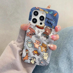 3D Wavy Cartoon Animal Pattern - Cute Phone Case For iPhone 15 Pro Max, 14, 13, 11, or 12