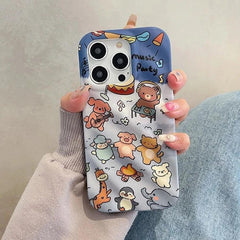 3D Wavy Cartoon Animal Pattern - Cute Phone Case For iPhone 15 Pro Max, 14, 13, 11, or 12