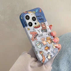 3D Wavy Cartoon Animal Pattern - Cute Phone Case For iPhone 15 Pro Max, 14, 13, 11, or 12