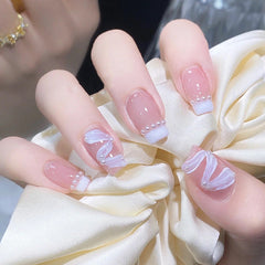 Pink Ribbon Wearable Nails Finished Manicure