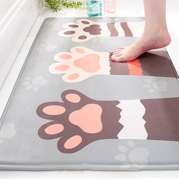 Flannel Cartoon Cat Paw Carpet