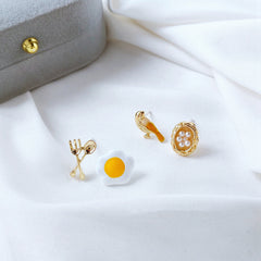 Bird's Nest Poached Egg Earrings