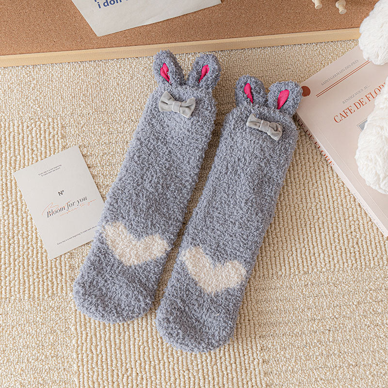 Bunny Ears Heart Floor Socks